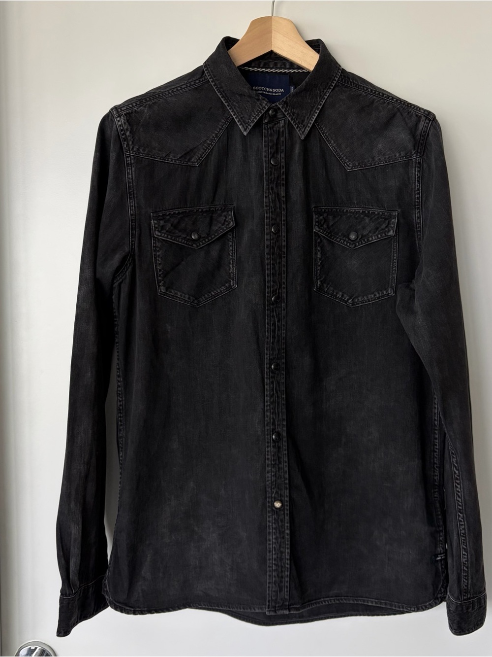 Scotch & Soda Washed Black Western Button-Down Shirt